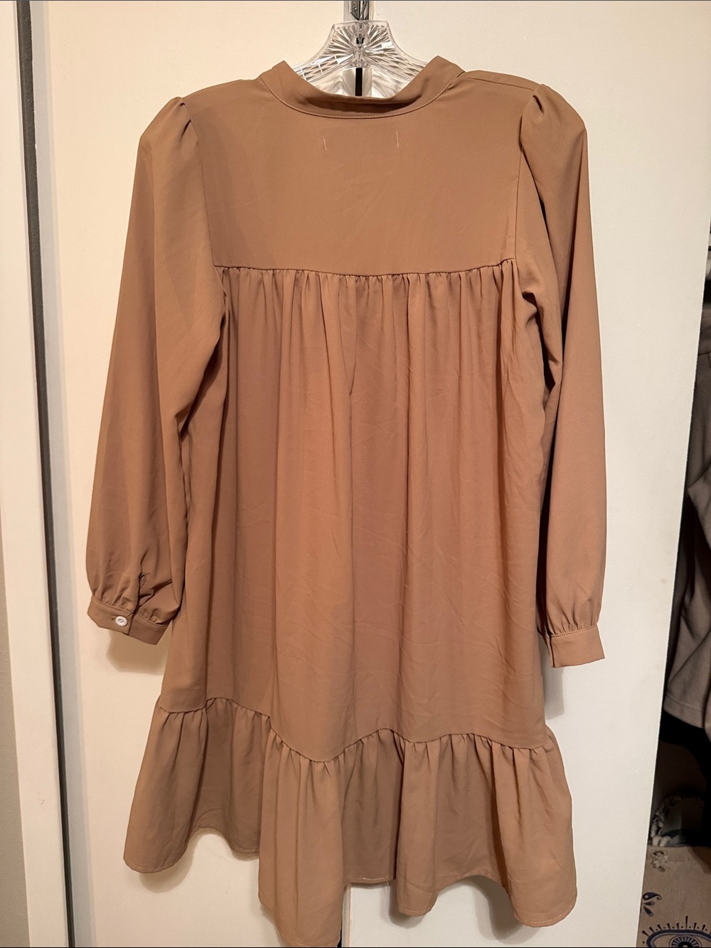 AM.HONEY Taupe Button-Front Ruffle Dress - Picture 2 of 2
